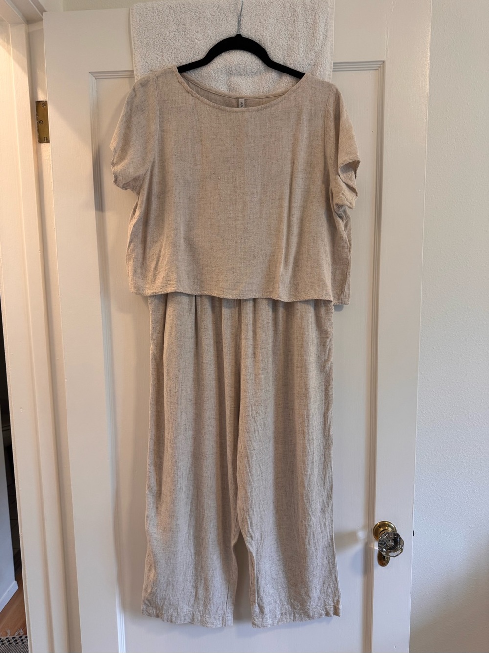 Rachel Pally 100% Linen Two Piece Crop Top Wide Leg Pants Set XL